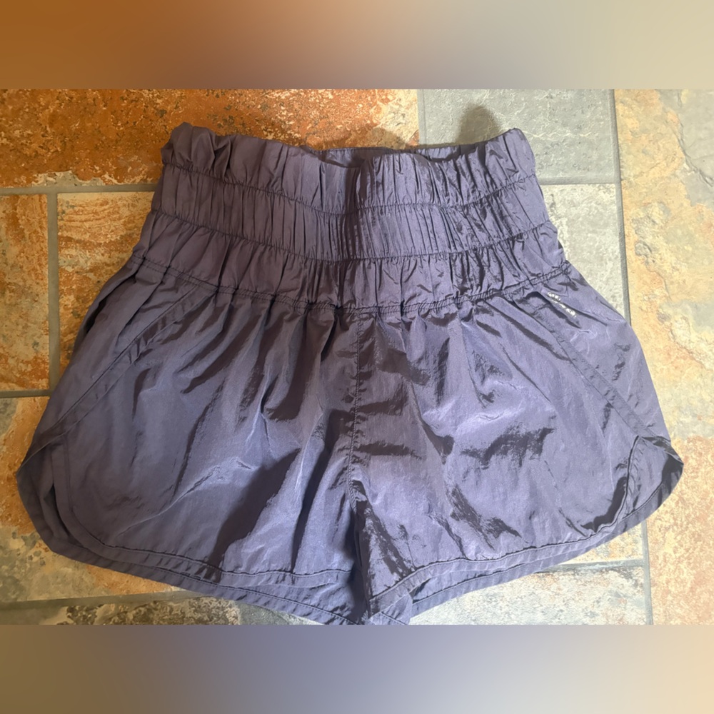 High-Waist Smocked Purple Women's Shorts
